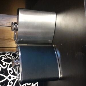 Sleek Black and Silver Flask Set